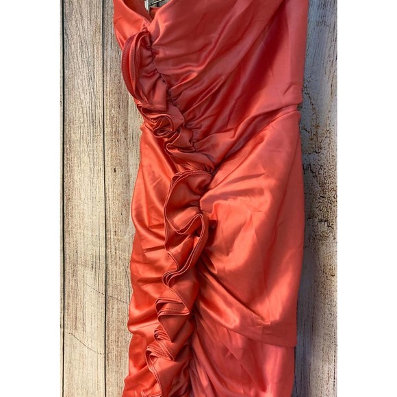 Rubber Ducky Productions stretch strapless satin poly cocktail dress L - Picture 5 of 7